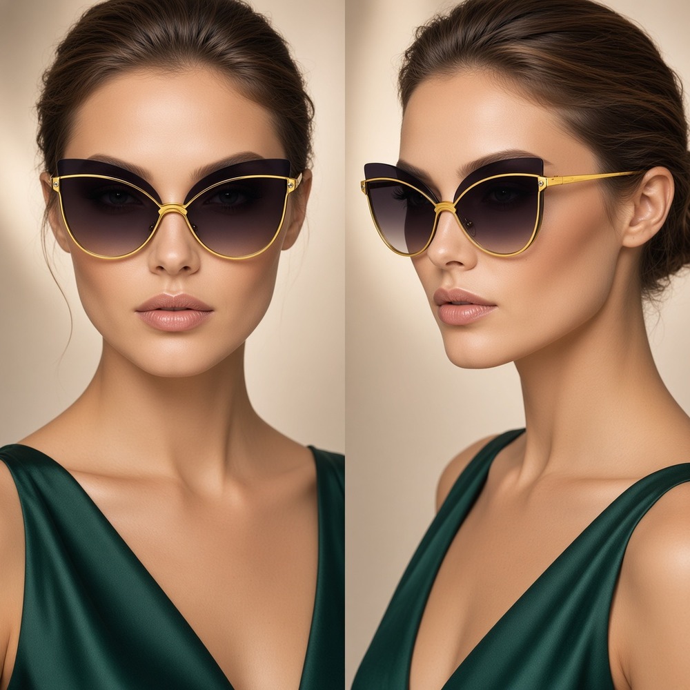Cat Eye Sunglasses Women Gold Frame Fashion Designer Shades Lentes Gafas Mujer
